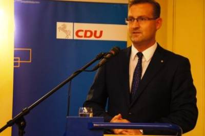 CDU Kreisparteitag am 17. Oktober 2016 in Middels-Ogenbargen - Kreisvorsitzender Sven Behrens hält seinen Bericht